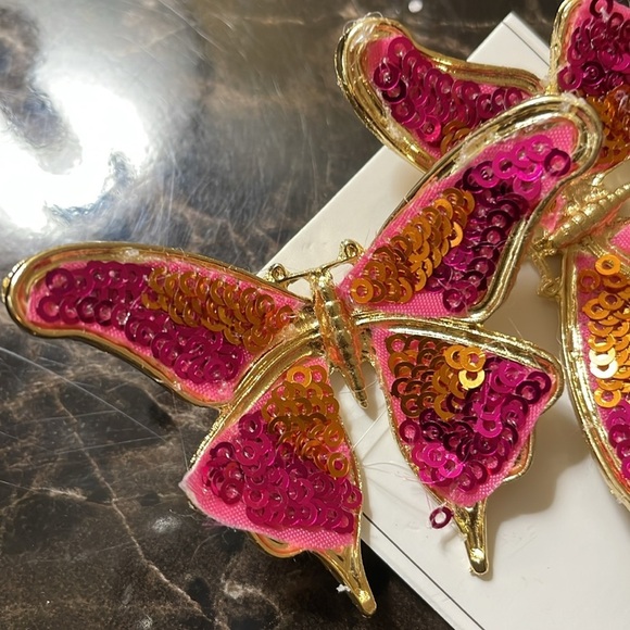 Handmade Colorful Sequin Gold  Butterfly Earrings - Picture 11 of 17